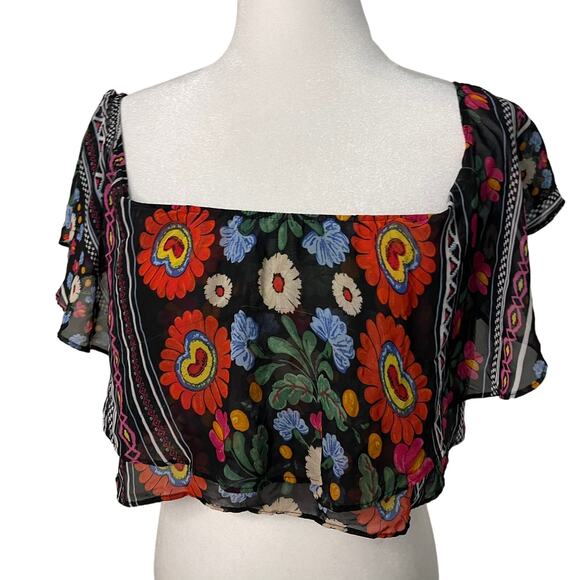 Show Me Your MuMu Tops - NWOT Women's Show Me Your Mumu chiffon ruffle sleeves crop top - Small